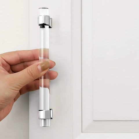 Installing 5 Inch Center to Center Polished Chrome Cabinet Pull with Clear Acrylic Insert