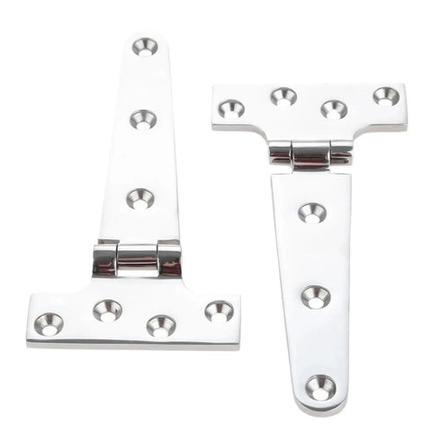2Pcs 316 Stainless Steel Yacht T Shape Door Hinges Strap Built Tough Marine Deck Hardware For Boats Garage Shed Garden Doors Corrosion Resistant Hinges Kit