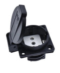 Heavy Duty CEE7 Waterproof IP54 Industrial AC Power Female Socket Rewireable Outlet with a protective cover open for use.