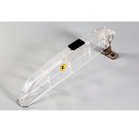 Transparent Table Saw Cover With Guard And Dust Shield, Universal 7 To 12 Inch Saw Cover, angled view, clear plastic design