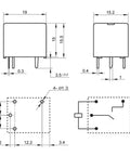 12V 4 Pin Auto Relay Module Z3F-12-1AS Stable Power Handling Dope Performance for Car Electronics and DIY Projects Quick Install High Reliability Electrical System Upgrade, dimensions drawing