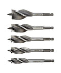 Heavy Duty Bi-Metal Plumber Utility Kit Five Piece For Drills With High Speed Steel Bits Three Cutting Edges For Nail Embedded Wood