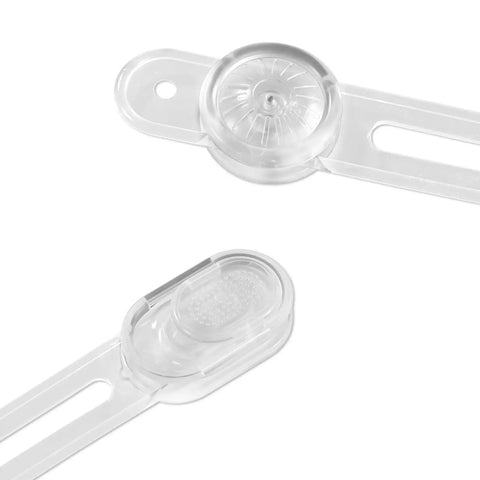 Two Pack Clear Reptile Terrarium Slider Lock Featuring Heavy Duty Adhesive Mount No Drill Needed For Bearded Dragon Cages And Cabinet Latches - close-up of clear plastic locks