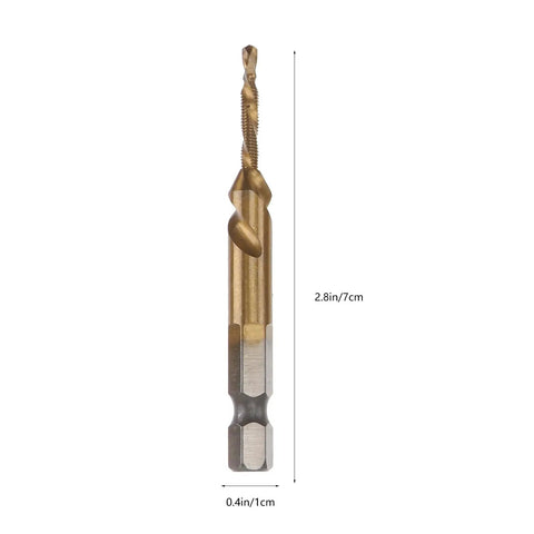 Pro Grade Tap Drill Bit Set With 6 Metric Sizes, Spiral Screw Tapping Tool And Drill Countersink Bit Bundle, Sturdy Wear Resistant For Precision Threading In Metalwork, 2.8in/7cm tap bit