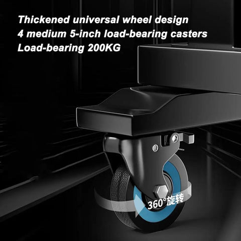 Premium 220V Heavy Duty Floor Fan With 92 Cm Wide Diameter And Tough As Nails Steel Build Delivering Beast Mode Three Speed Settings For Insane 30 Meter Airflow Range caster wheel design showing thickened universal wheels load-bearing 200KG.