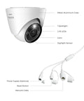 Heavy Duty 12MP Dome Security Camera With Full Color Night Vision For Outdoor PoE Setups and badass top shelf weatherproof gear, showcasing spotlight and lens.