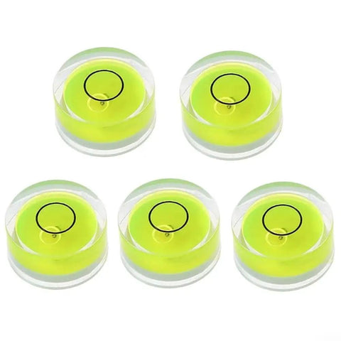 5pcs Round Bubble Levels for Precise for spirit Measurement 5pcs, clear construction, yellow bubble for accurate leveling.