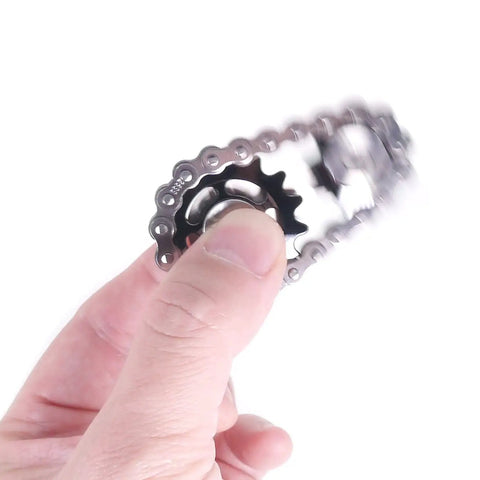Dope Sprocket Linkage Bike Chain Fidget Spinner With Two Gears, Stainless Steel Premium Mechanic Toy For Fingers, Durable Metal Spin Toy Gray Edition With Satisfying Mechanical Chain Sound And Stress Relief, hand-held spinning gear