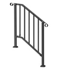 Heavy Duty Carbon Steel Outdoor Stair Handrail Kit Featuring Classic Retro Arch Design with curved design for clear porch step support.