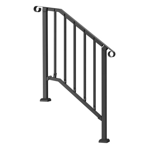 Heavy Duty Carbon Steel Outdoor Stair Handrail Kit Featuring Classic Retro Arch Design with curved design for clear porch step support.