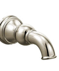 Weymouth Half Inch Slip Fit Tub Spout Non Diverting Polished Nickel Finish, showcasing corrosion-resistant pro-grade metal.