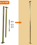 Two galvanized ZANURA adjustable floor-to-wall jack posts (59–100 in) with mounting hardware