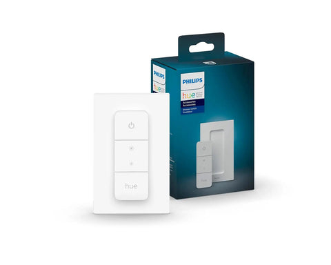 2 Pack Indoor Hue Wall Switch Modules For Smart Lighting Keeps Your Hue Lights Reachable When Off, box and switch display