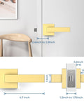 Six Pack Passage Door Knobs And Interior Door Levers In Gold Satin Brass Finish Keyless Closet Door Handles with size dimensions