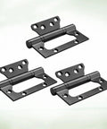 Heavy Duty Silent Flat Door Hinges With Screws Four Inch Thickened Anti Rust Stainless Steel Smooth Close Interior Door Hardware Zero Grind And No Squeak Nonsense, black flat hinges from multiple angles.