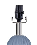 Close-up of socket and top portion of blue ceramic base, 28 Inch Blue Ceramic Table Lamps Set Of 2 For Living Room And Bedroom Modern Coastal Nightstand Lamps With White Linen Shade Three Way Dimmable Bedside Lighting For Home Office Vibe Ready Durable Ceramic Base