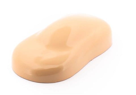 Close-up of glossy tan surface coated with Industrial Grade High Solids Spray Paint Tan Two Pack 32 Oz Total Heavy Duty Protective Coating