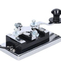 Shortwave Telegraph Key For Precise Morse Code Transmission, 6.5mm Connector, copper casing, iron base, close-up angle.