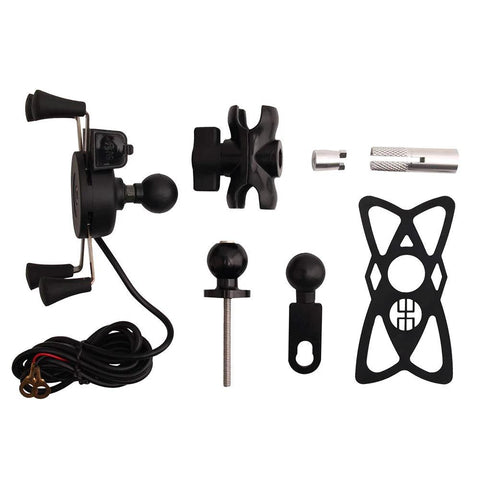 Components of Heavy Duty Motorcycle Phone Mount With USB Charger Ultra Secure Phone Holder For GPS Navigation On BMW S1000RR
