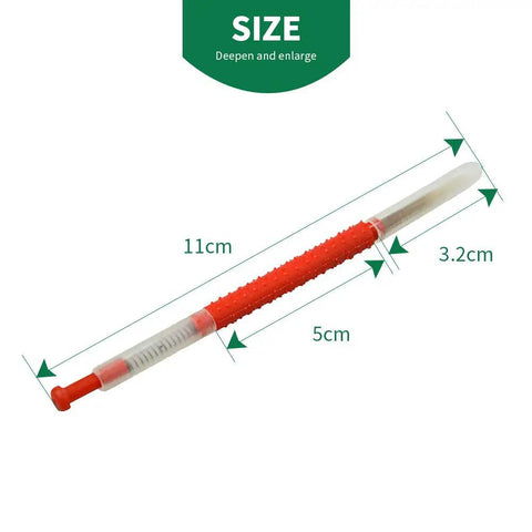 Queen Bee Grafting Tool Kit 10 Piece Beekeeping Grafting Needle Tools showing size dimensions and red non slip grip handle.