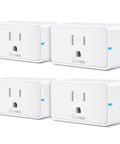 Super Solid 15A WiFi Smart Plug And Bluetooth Outlet 4 Pack with sleek white finish and LED indicator for smart home use.