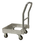 Heavy Duty Aluminum Food Service Chill Tray Dolly With Smooth Rollin Quiet Plate Casters And Rust Proof Open Base Rack for kitchen use.
