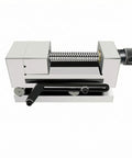 Precision Swivel Vise Machine Workholding Clamp With Graduated Rotation And Secure Jaw For Accurate Fixturing Perfect For CNC Milling Grinding Shop Operations 3 Inch Size, side view of silver metal vise with rotating base.
