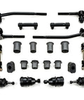 Complete Front Steering Tie Rod End And Suspension Restoration Kit For Chevy Camaro 1970 with black tie rods and control arm bushings.