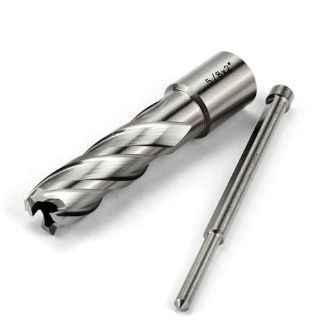HSS annular cutter 5/8 in dia x 2 in depth with Weldon shank; two-piece mag drill bit set
