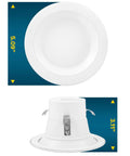 4 Inch LED Recessed Can Lights, Dimmable, Wet Rated, IC Rated, 750 Lumen Output, 10W, side and top view showing dimensions