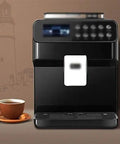 Fully Automatic Espresso Machine With One Touch Milk Frother 19 Bar Pressure 1250 Watt Quick Home Setup Anti Drip Sleek Design on kitchen counter.