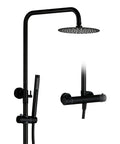 Rock Solid Matte Black Rainfall Shower Head System With Easy Thermostatic Temp Control And Heavy Duty Brass Handheld Spray