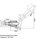 Technical diagram showing dimensions of Car Lift Power Unit Lowering Valve Pilot Relief Valve Hydraulic Cartridge Valve