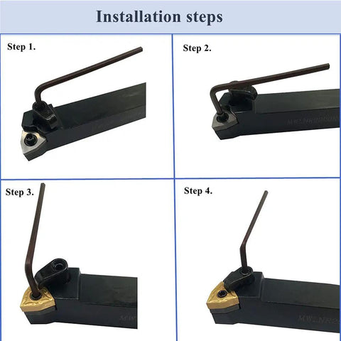Installation steps for 1 Inch Right Hand Excircle Indexable Carbide Turning Tool Holder Set For CNC Lathes With WNMG06 08 Inserts MWLNR 2525M08