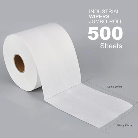 Heavy Duty Cleanroom Wipes Nonwoven Fabric Roll 500 Count Disposable Dust Free Cleaning Cloths 68 GSM Roll 12in x 10in.