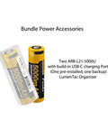 Two ARB-L21-5000U batteries with USB-C port for Long-Range Rechargeable Hunting Flashlight 1500 Lumen With 1011 Yards Reach