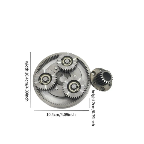 36T Steel Planetary Gear for Electric Bike Motor Upgrade and Replacement, heavy duty gear set with dimensions marked