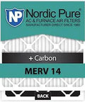 Top Notch MERV 14 Pleated Air Filters With Carbon Odor Control 12 Pack 10x24x1 size showing packaging and filter design