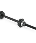 Steering head cup bearing race installer tool with black rod and threaded bolt
