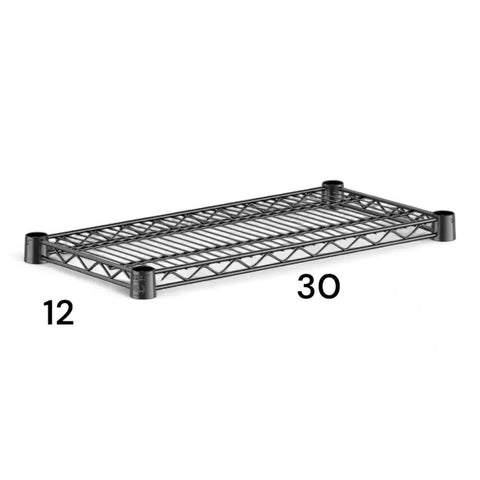 Heavy Duty 12 By 30 Inch Black Wire Shelf Adjustable Storage Rack For Kitchen Garage Warehouse Sleek Mesh Layout Rustproof Knockout Upgrade Smooth Storage Game Changer