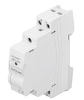 Hassle Free Smart Energy Meter With Instant WiFi App Control For Real Time Power Usage Tracking And Pool Pump Monitoring On Standard AC Outlet Wiring, white energy meter plug with power connections.