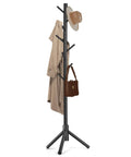 Sturdy Wooden Coat Rack Freestanding With Eight Hooks And Three Adjustable Heights 24 48 69 Inches A Dope Space Saving Organizer