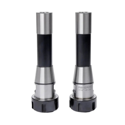R8 ER Tool Handle With Durable Collet Chuck For Precision Milling Machine And CNC Projects Featuring M12 Thread ER32 Shank In Metric System That Rock, showcasing two collet chucks.
