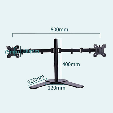 Universal Tabletop Monitor And TV Stand With Full Motion Articulating Arm dimensions 800mm wide and 400mm tall with adjustable arms