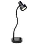 Side view of Dimmable LED Desk Lamp With USB Charging Port 5V 2A Full Range Dimming Flexible Gooseneck Table Lamp in Vintage Black.