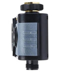 Side view of Hydrologic 4 Zone Digital Water Timer With Smart Zone Control, showing connector and control dial