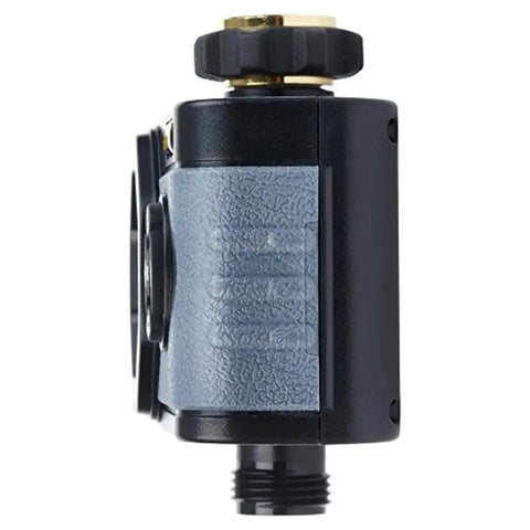 Side view of Hydrologic 4 Zone Digital Water Timer With Smart Zone Control, showing connector and control dial