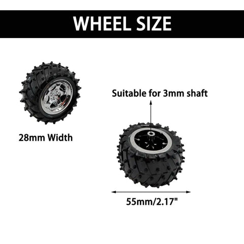 8 Piece RC Model Wheel Set With Shafts For Cars Trucks Robots Boats And Helicopters Made From Durable Plastic Wheels 55mm Diameter 28mm Thick