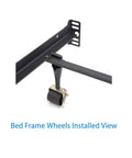 Heavy Duty Bed Frame Caster Wheels Set Of Four With Two Locking And Two Non Locking 1300 Lb Capacity attached to bed frame leg