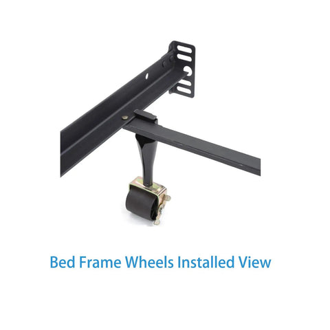 Heavy Duty Bed Frame Caster Wheels Set Of Four With Two Locking And Two Non Locking 1300 Lb Capacity attached to bed frame leg
